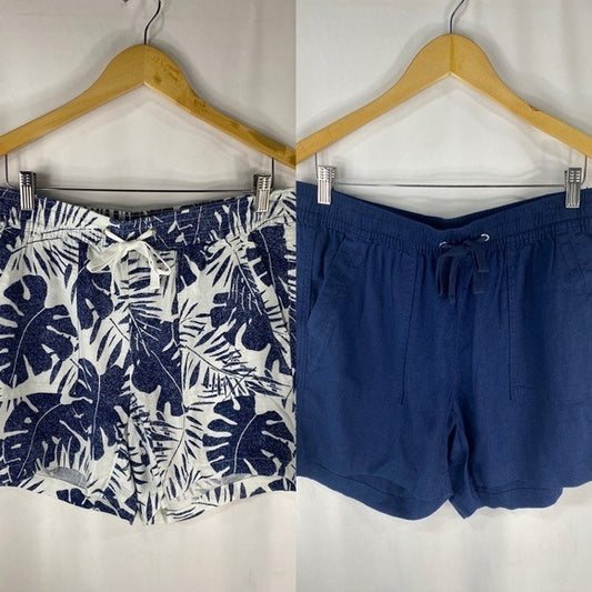 Nautica Extra Large Navy Floral Linen Blend Shorts Lot